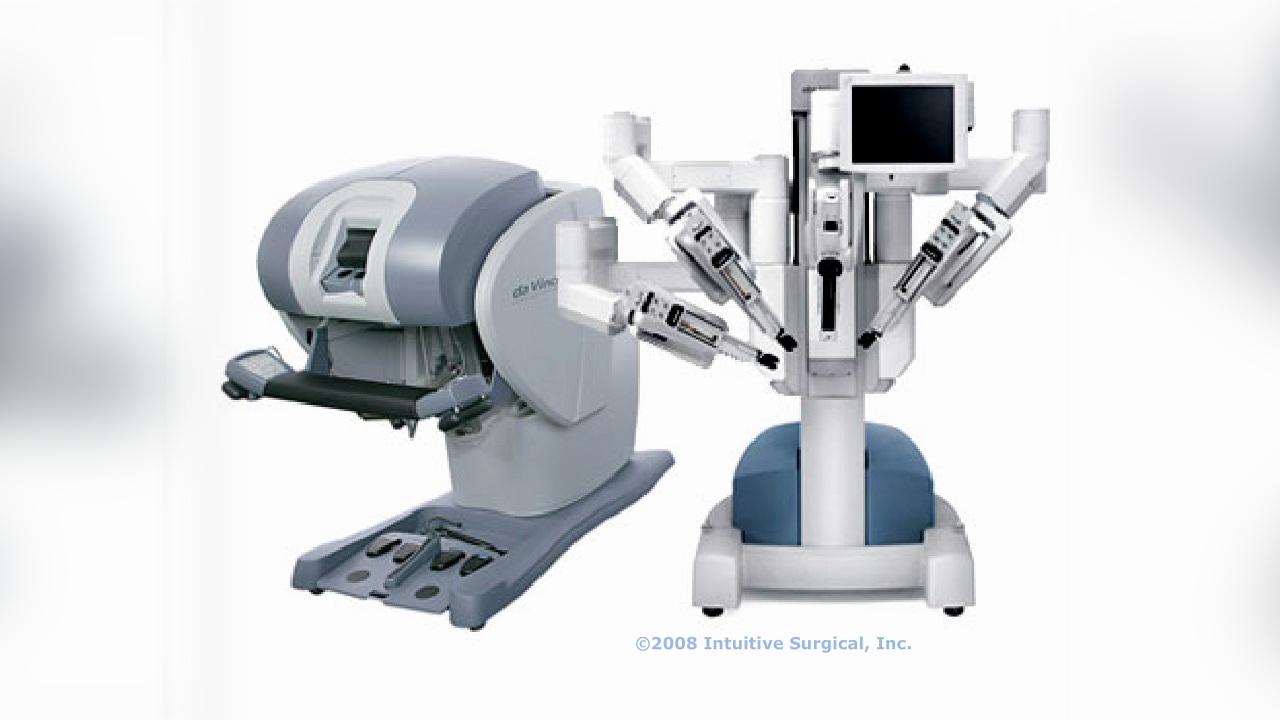 Konsola chirurga w systemie da Vinci Konsola sterująca z ekranem 3D i joystickami dla chirurga obsługującego da Vinci