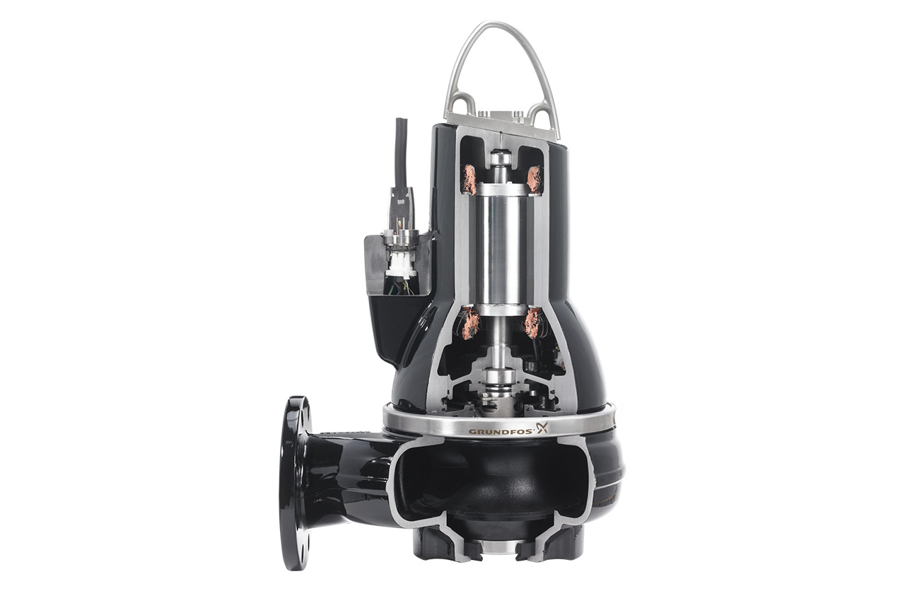 Wirnik pompy wirowej Grundfos z zakrzywionymi łopatkami i otworem centralnym na wale