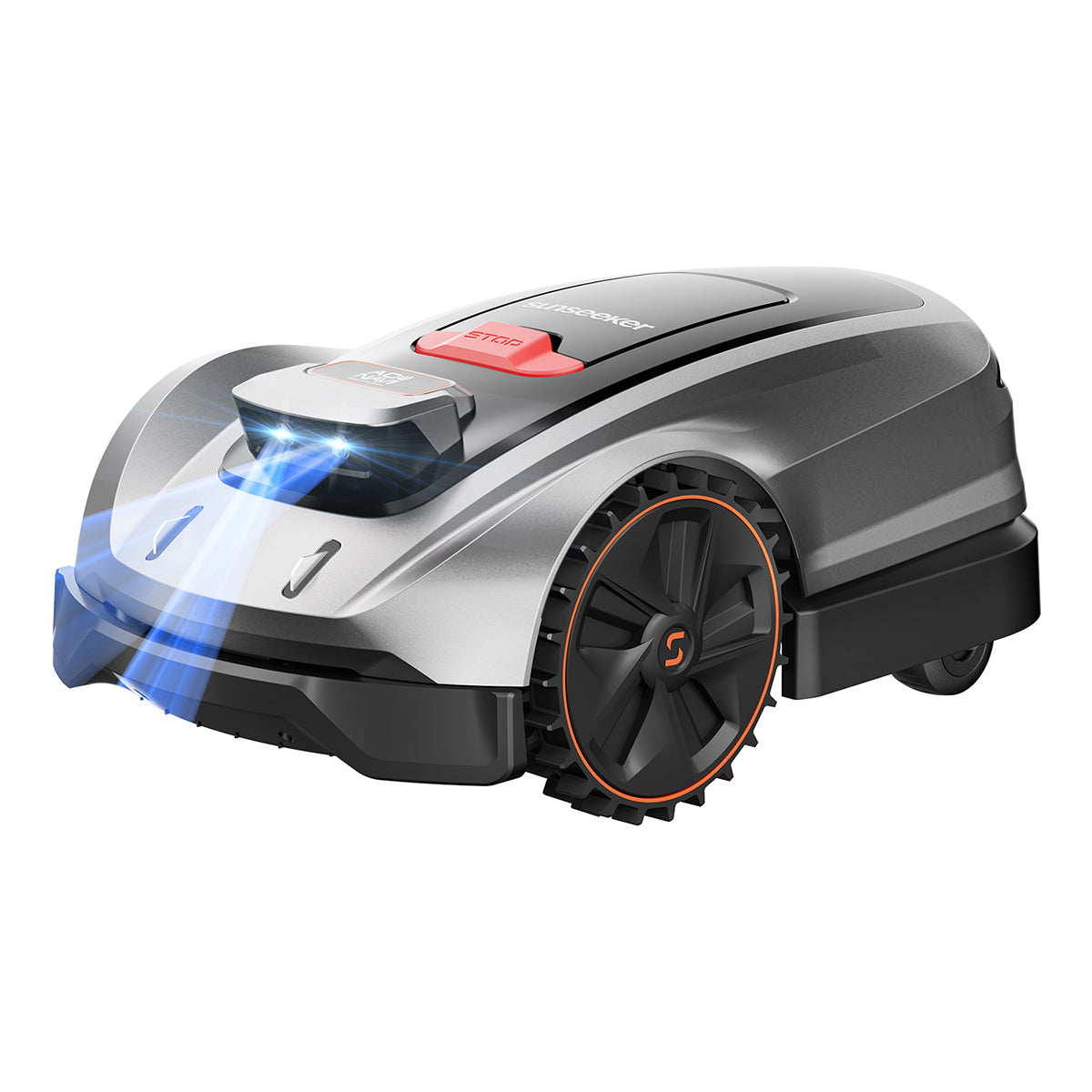 Ostrza koszące w robotcie do trawnika Ostrza tnące robota widoczne pod obudową z pokrywą otwartą w czasie czyszczenia